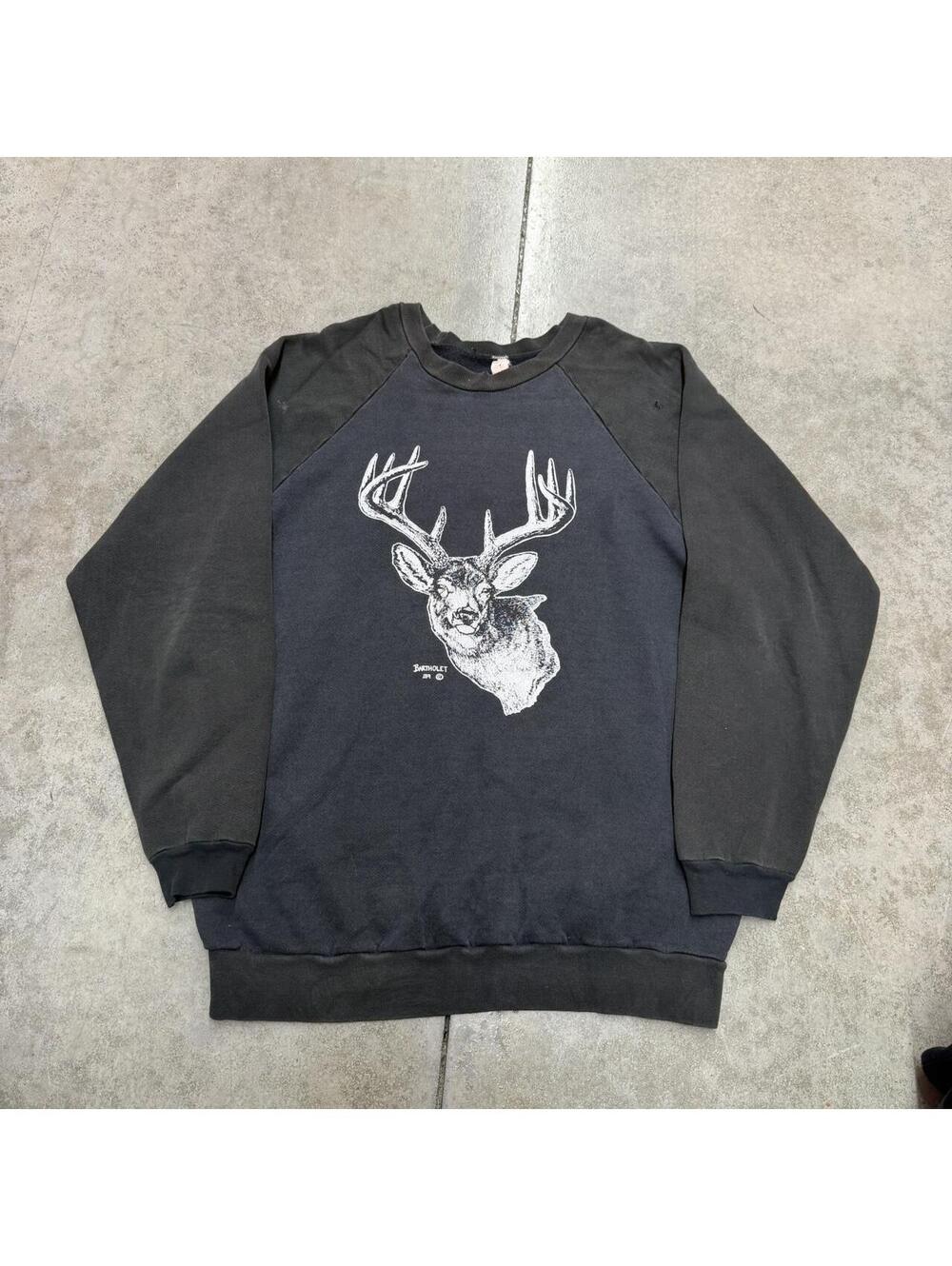 vintage buck made in usa nature animal faded black hunting crewneck size xl